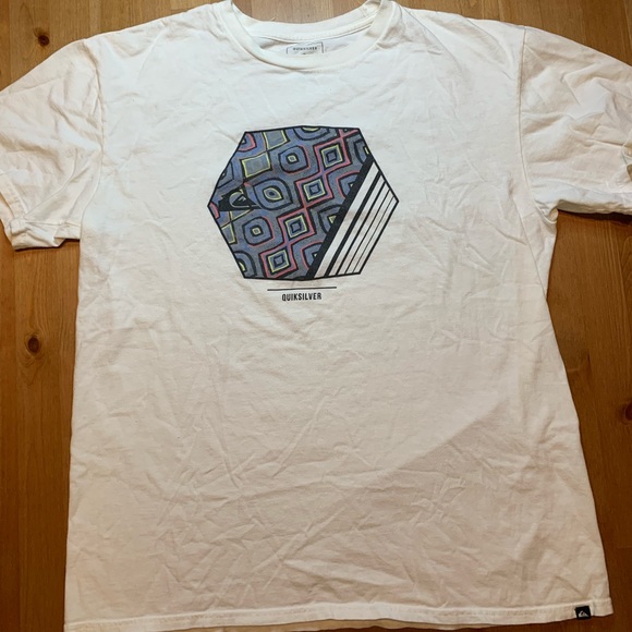 Quicksilver White Graphic T-shirt, Size L - Picture 1 of 2